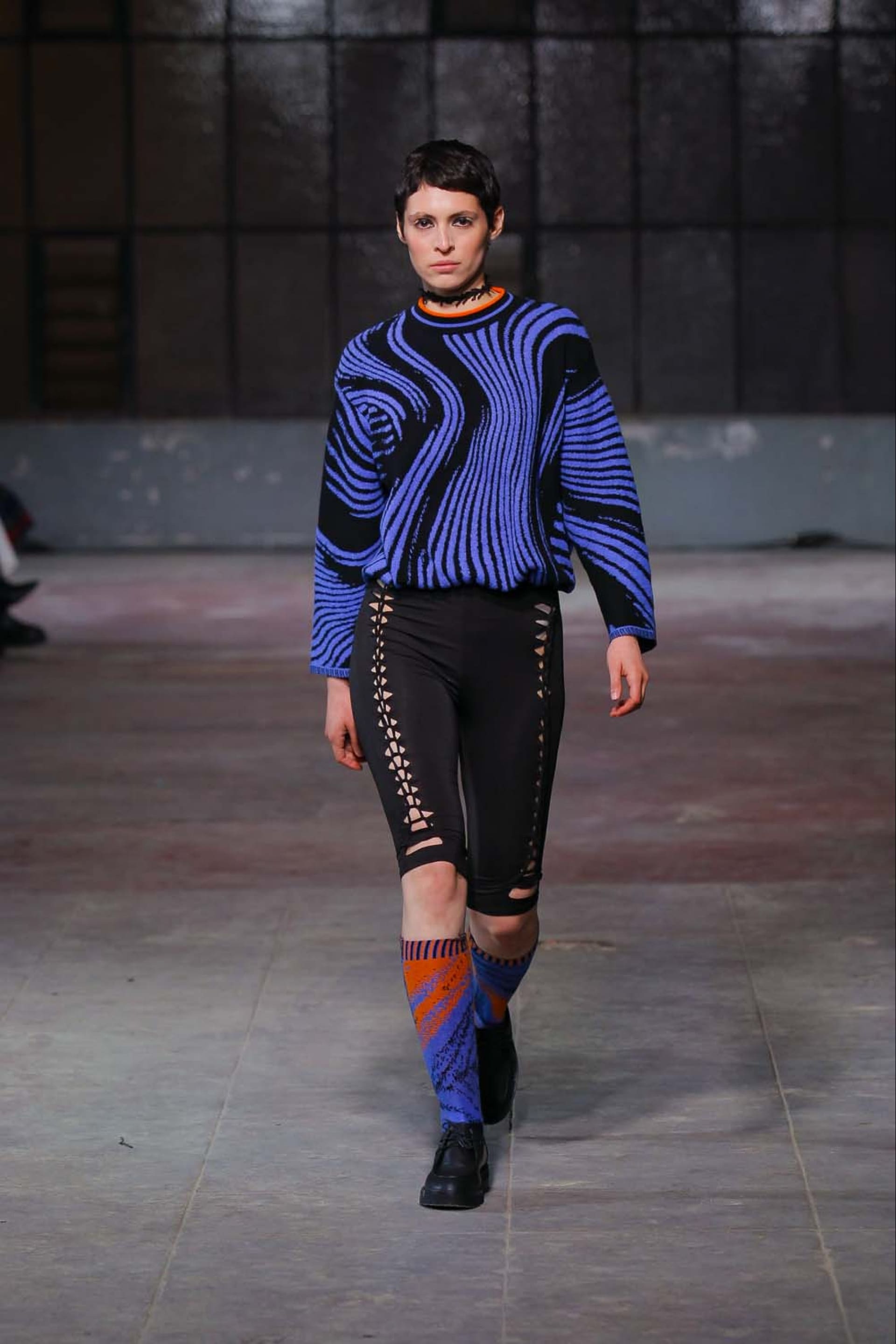 Knitwear Jacquard sweater in black and blue